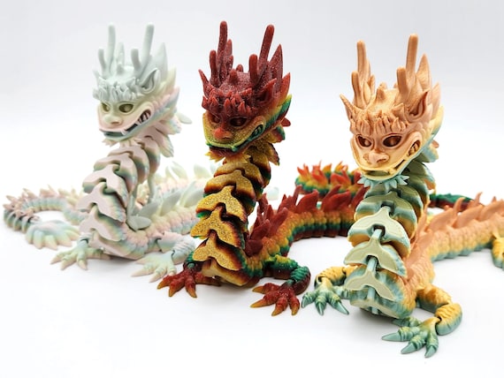 Articulated Dragon 3D Printed Toy Flexible Fidget Stress Toy Sensory Best Dragons Etsy