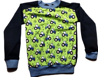 midnight blue tractor French Terry vehicles farm cool thin sweater 92 98 104 110 116 122 128 134 140 146 152