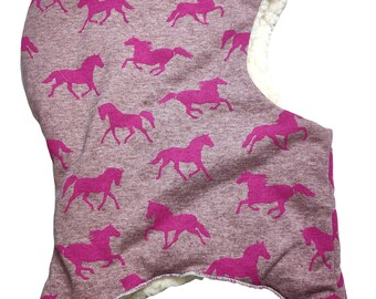 Slip-on hat pink-grey pink horses lining made of cotton plush