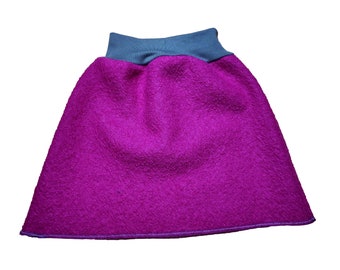 Walkrock Wolle fuchsia graue Bündchen Winterrock aus Wolle