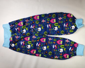 Bloomers, jersey, farm, light blue cuffs 68-164 handmade different variants lined funny tractors and cows