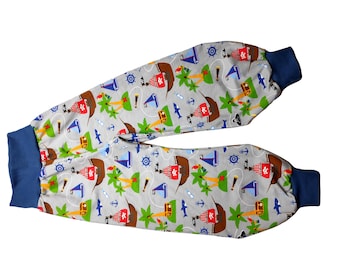 Pumphose Jersey light grey pirates buccaneers denim blue cuffs 68-164 handmade different variants lined