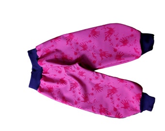 Softshell pants pink purple abstract hands stars autumn winter, rain pants mud pants ski pants colorful, reflective