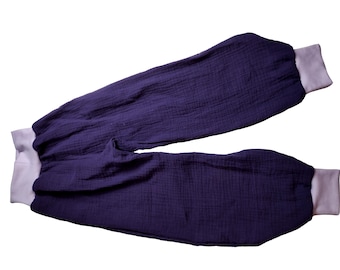 Women's pants muslin purple aubergine lilac cuffs with without pocket fast women's pants