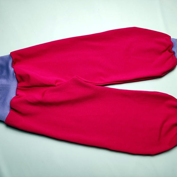 Pumphose pinker French Terry, fliederfarbene Bündchen unifarben  68-164 handmade
