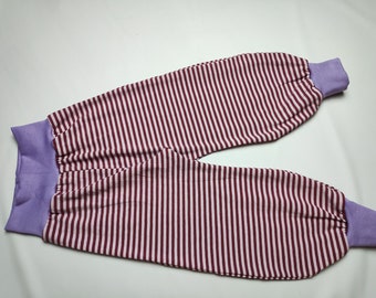 Women's harem pants jersey stripes wine red lilac 3 mm with without pocket