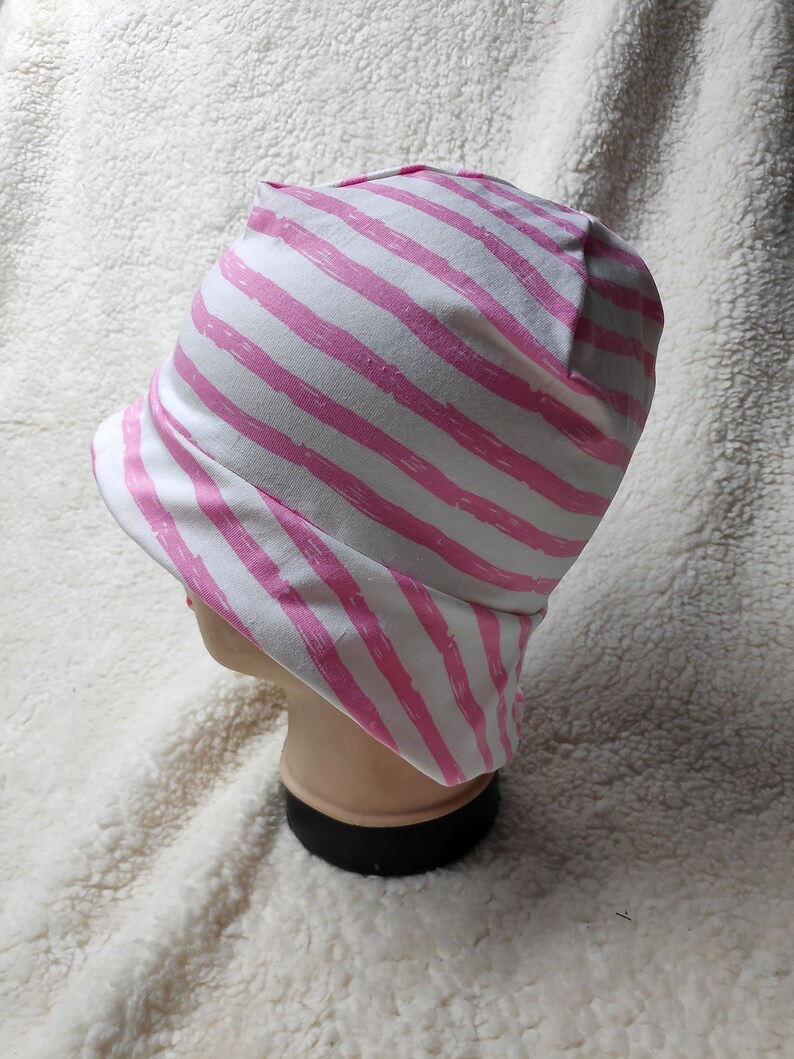 Sun hat handmade white-rpsa striped