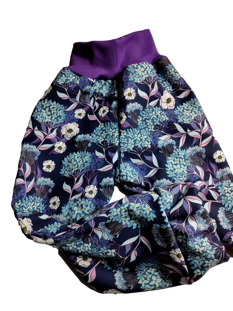 Softshell pants blue purple flowers flower autumn winter, rain pants mud pants ski pants reflective image 2