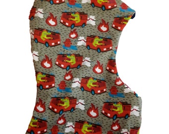 Slip-on hat, handmade various linings, warm on the neck, scarf hat brown fire brigade crocodile animals spring hat winter hat
