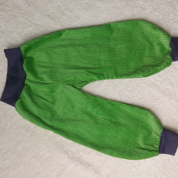 Pantaloni a pompa cotone verde chiaro cordore in cotone cordino 68-164 fatto a mano 74 86 92 98 104 110 116 134 122 128 140