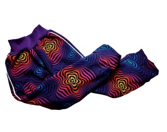 Softshell pants, blue purple, colorful swirls, autumn winter, rain pants mud pants ski pants reflective