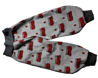 74/80 bloomers alpine fleece fire brigade cuddly warm winter grey mottled vehicles grey cuffs