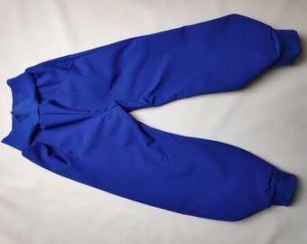 Softshell pants royal blue with front pockets autumn winter, rain pants