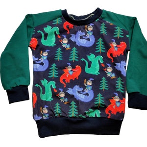 Drache Pullover petrol Ritter Märchen dünner Pullover 92 98 104 110 116 122 128 134 140 146 152