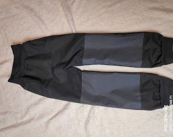 handmade Hose schwarzer Canvas robust mit Knieflicken aus Cordura® Titan 74-164