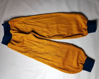 Bloomers ochre-colored corduroy denim blue cuffs plain 68-164 handmade