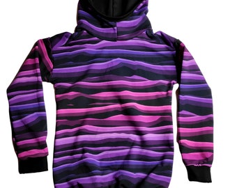 Hoodie stripes purple black also as sweater thin sweater for cool girls