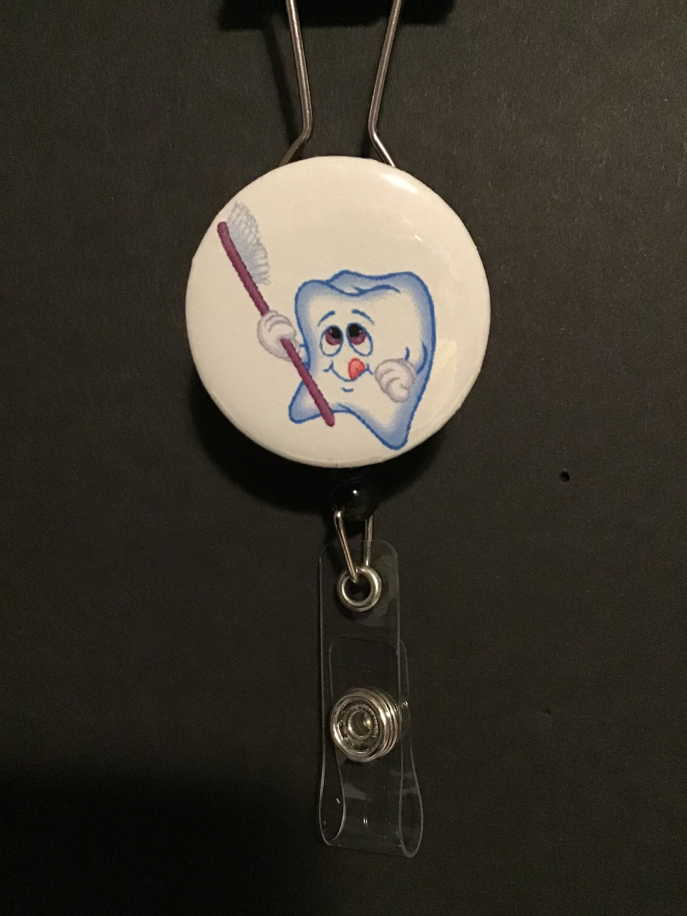Tooth With Toothbrush Name Badge Holder Etsy