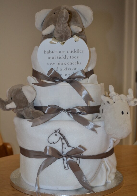 Unisex Nappy Cake Neutral Nappy Cake Baby Gift Set Baby Shower Gift