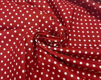 Red Polka Dot Fabric: Mini Print Poly Cotton Blend (59&quot; Wide)