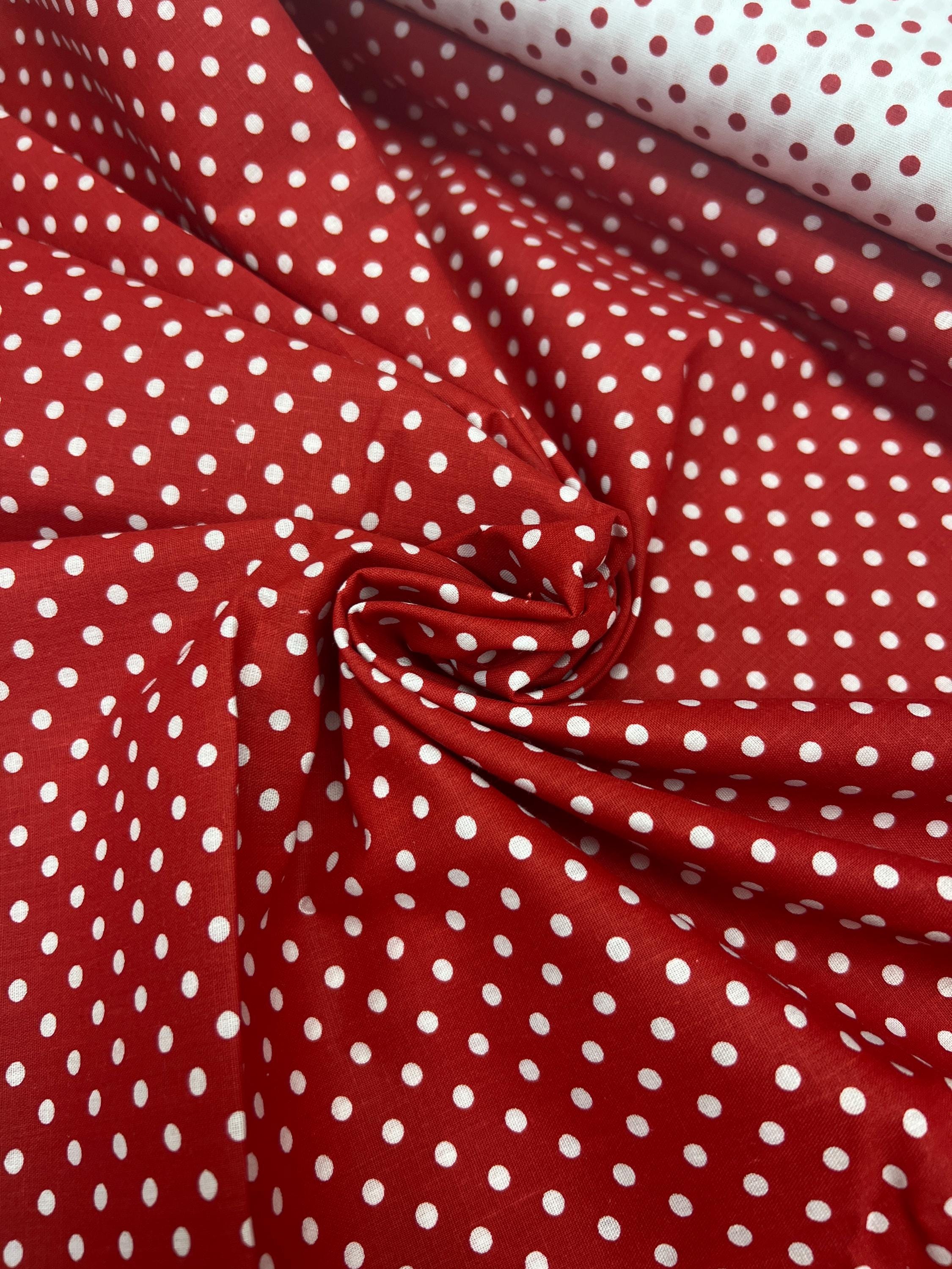 Red Polka Dot Fabric: Mini Print Poly Cotton Blend (59" Wide)