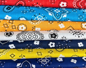 Paisley Print Poly Cotton Fabric: 59&quot; Wide Bandana Material