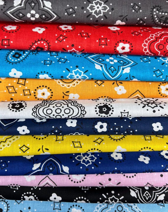Paisley Print Poly Cotton Fabric: 59" Wide Bandana Material