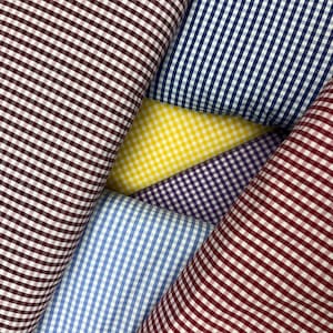 Gingham Fabric: 1/8&quot; Checkered Poly Cotton, 60&quot; Wide - Sold By The Yard