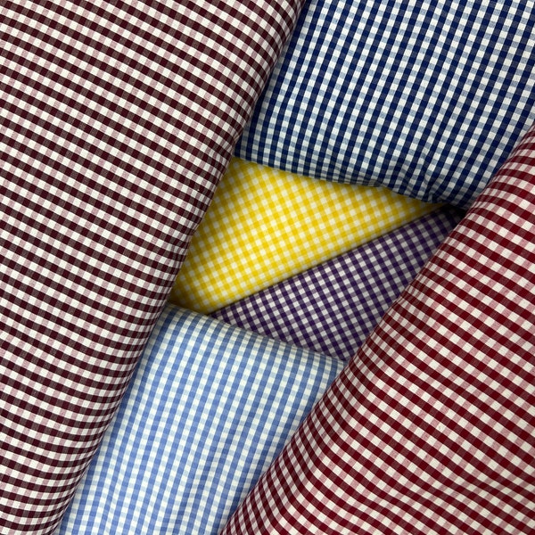 Gingham Fabric: 1/8" Checkered Poly Cotton, 60" Wide - Sold By The Yard