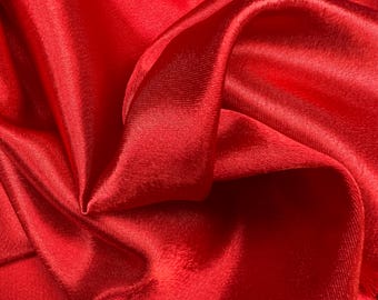 Tela de satén con espalda de crepé rojo: 60" de ancho, para novias y ropa formal