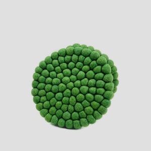 Handmade Green Felt Round Trivet - Protect Your Table and Countertops with Style, 1x8x8 Inches , 2 Pieces Trivets.