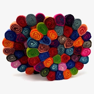 Handmade Wool Felt Trivet: CandyCut Heat Resistant Hot Pad (2 Pieces)