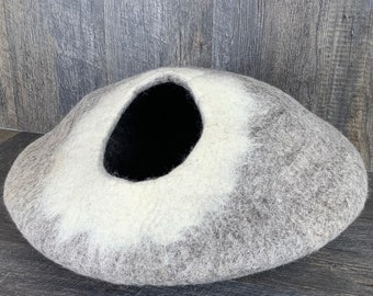 Handmade Wool Cat Cave: Large Felt Cat Bed, Cozy Hideaway