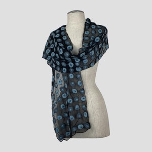 Polka Dot Wet Felt Scarf, Multi Color Dotted Felt Scarf, Soft Scarf, Felted Scarf, Nuno Felted Scarf, Felt Scarves