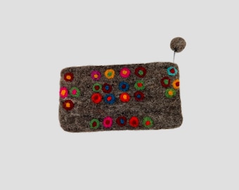Brown Felt Coin Purse, Mobile Purse