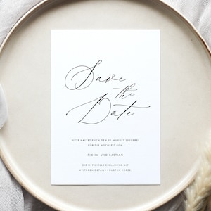 Save the Date Karte, SavetheDate, Save the date Hochzeit, Fine Art, Modern, Minimalistisch, Büttenpapier, Fiona Kollektion