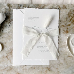 Wedding invitation, handmade paper, wedding set, modern invitation card, minimalist, fine art, wedding stationery, Jasmin collection