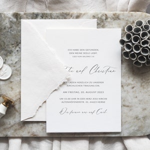 Hochzeitseinladung Minimalistisch,  Einladungskarte Kalligrafie, Fine Art Wedding, Hochzeitspapeterie, Büttenpapier, Kollektion Modern