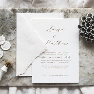 Modern Wedding Invitation, Fine Art Wedding, Timeless & Minimalist, Handmade Paper, Tuscany Wedding, Laura Collection