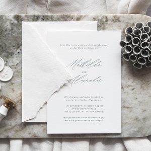Wedding invitation Mathilda, modern invitation card, minimalist wedding, fine art stationery, handmade paper