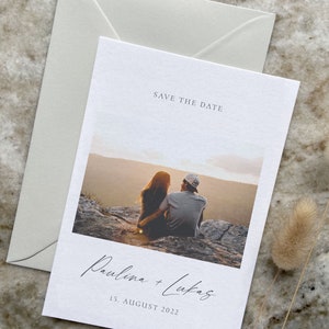 Save the Date Karte, SavetheDate, Save the Date Hochzeit, Save the Date Karte mit Foto, Fine Art, Modern, Minimalistisch, Paulina Kollektion Bild 2