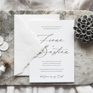 Modern wedding invitation, timeless & minimalist, fine art stationery, handmade paper, Fiona collection