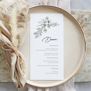 Menükarte Aurelia, Getränkekarte, Hochzeitsmenü, Speisekarte, Hochzeitspapeterie, Modern, Minimalistisch, Schlicht