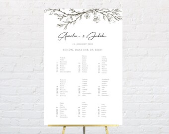 Seating plan wedding, Seating arrangement canvas, Poster, Seating arrangement, Table arrangement, Modern, Simple, Aurelia