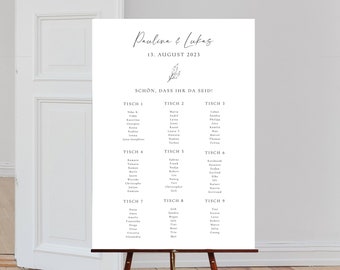 Seating Plan Wedding, Seating arrangement screen, Poster, Seating arrangement, Table arrangement, Modern, Simple, Paulina Collection