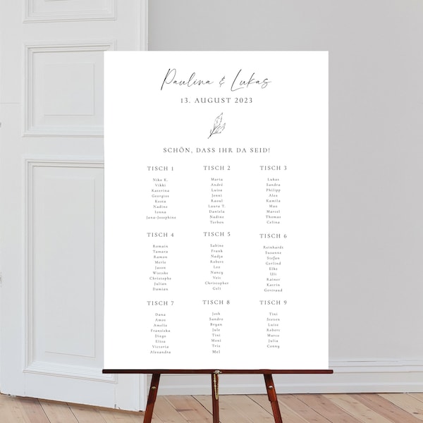 Sitzplan Hochzeit, Sitzordnung Leinwand, Poster, Sitzordnung, Tischordnung, Modern, Schlicht, Kollektion Paulina