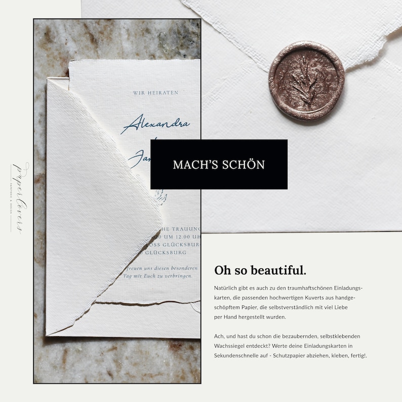 Hochzeitseinladung Juliana, Moderne Einladungskarte, Minimalistische Einladung, Büttenpapier, Handgeschöpftes Papier Bild 6