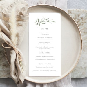 Menükarte Olivia, Getränkekarte, Hochzeitsmenü, Speisekarte, Hochzeitspapeterie, Klassisch, Minimalistisch, Schlicht