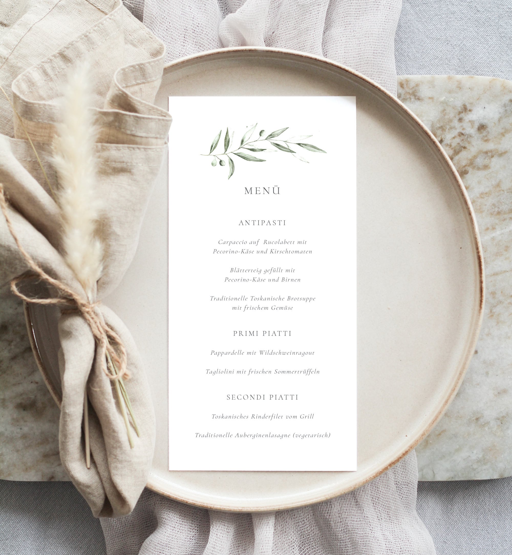 Menu card Olivia, drinks menu, wedding menu, menu, wedding stationery, classic, minimalist, simple