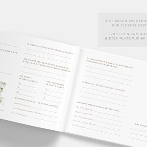 Gästebuch Hochzeit, Gästebuch personalisiert, Gästebuch mit Fragen, Gästebuch Blanko, Greenery, Schlicht, Olivia Kollektion Bild 5
